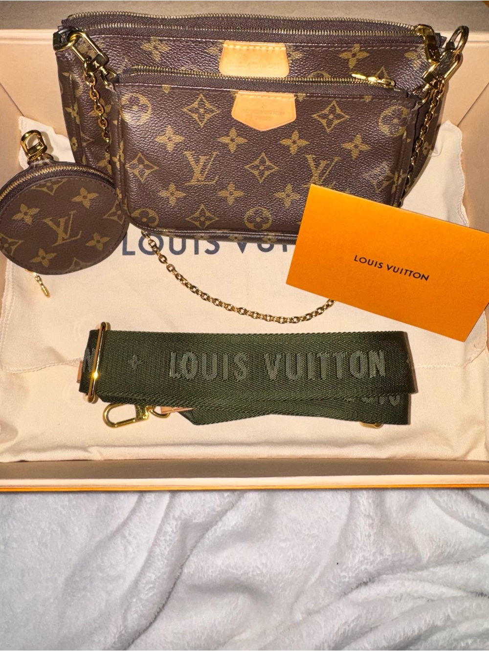 Louis Vuitton Monogram Canvas Multi-Pochette with Olive Green Strap